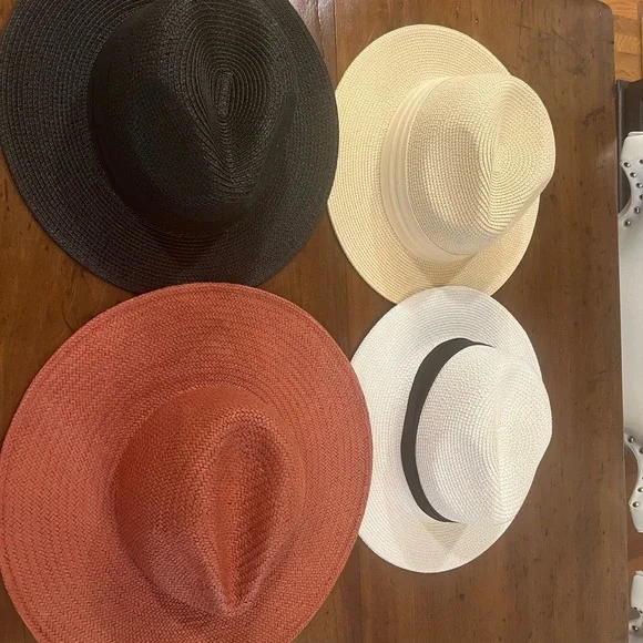 Women's Panama Straw Hat Set - Black, Cream, White, Brown - Picture 1 of 2